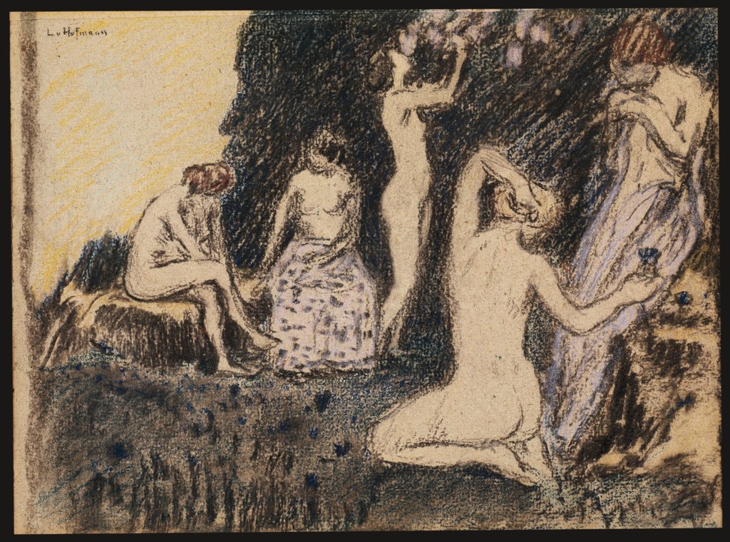 Landschaft mit fünf nackten Frauen, Ludwig von Hofmann