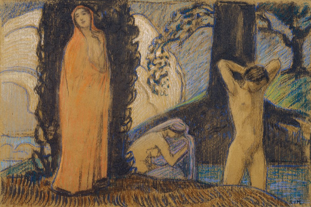 Zwei Frauen und ein Jüngling im Bade, Ludwig von Hofmann