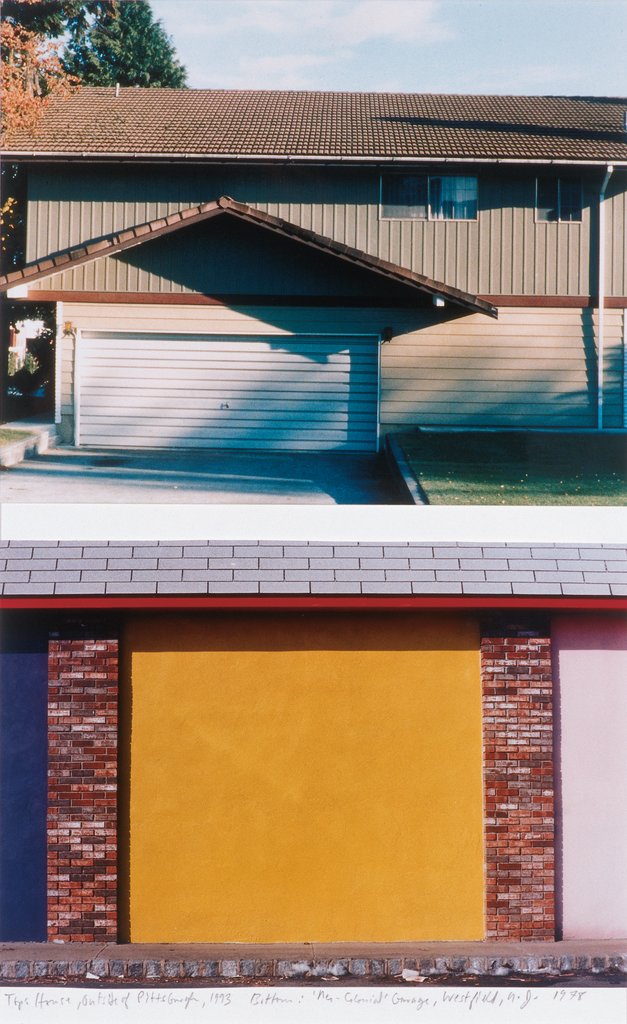Top: House Outside of Pittsburgh, 1993 : Bottom: 'Neo-Colonial' Garage, Westfield, NJ, 1978, Dan Graham