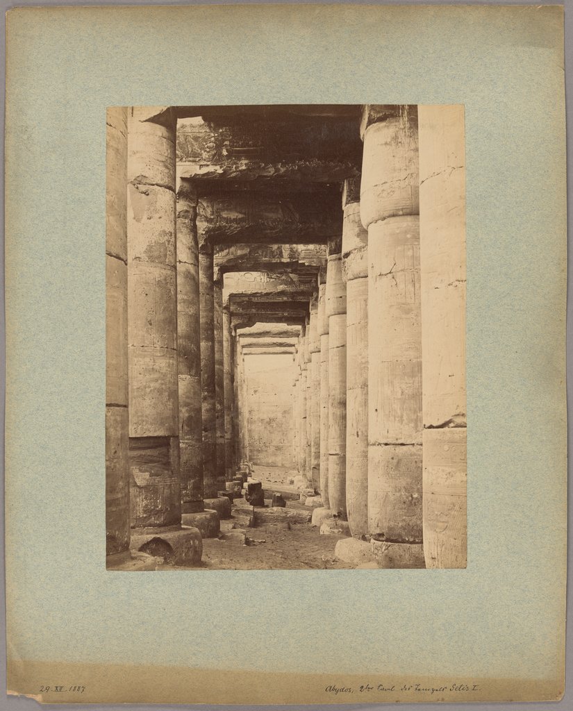 Abydos: Zweite Hypostylhalle im Totentempel des Sethos I., Antonio Beato;   zugeschrieben