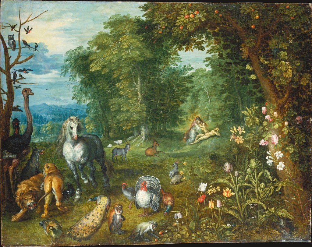Paradieslandschaft mit der Erschaffung Evas, Jan Brueghel d. J.