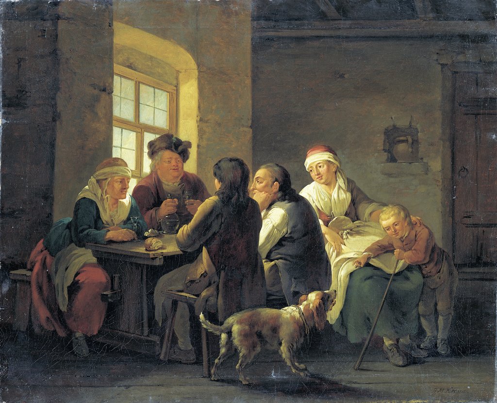 Familie in einem Dorfwirtshaus, Georg Melchior Kraus
