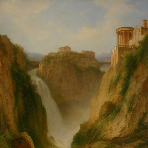 Die Wasserfälle von Tivoli mit dem Vestatempel, Carl Morgenstern