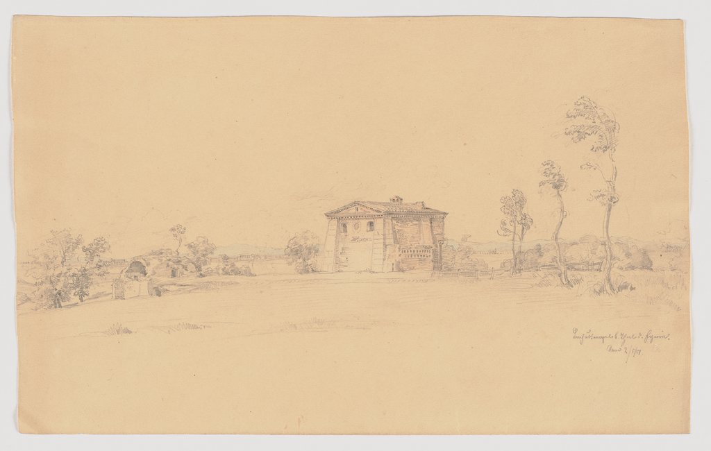Bacchustempel in italienischer Landschaft, Ludwig Metz