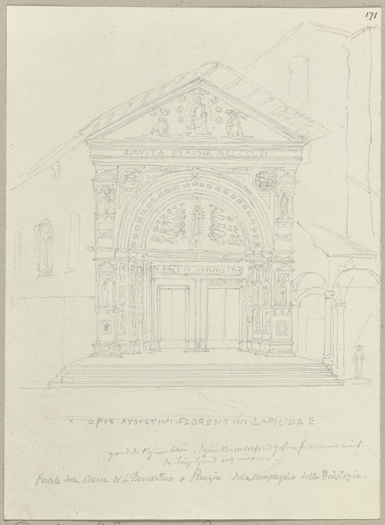 Die Fassade des Oratoriums San Bernardino in Perugia, Johann Anton Ramboux, nach Agostino di Duccio