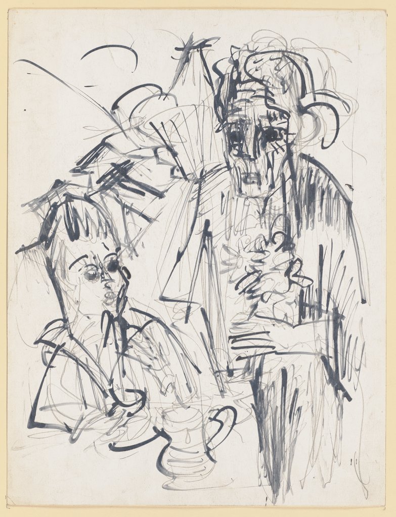 Alte Frau mit Jungen am Kaffeetisch, Ernst Ludwig Kirchner