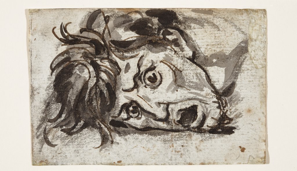Kopf eines Mannes mit geöffnetem Mund und weit aufgerissenen Augen, François Gérard