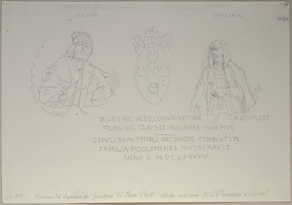 Grabmal von Silvio und Vittoria Piccolomini, den Eltern von Papst Pius II., in San Francesco in Siena, Johann Anton Ramboux, nach Antonio Federighi;   ?