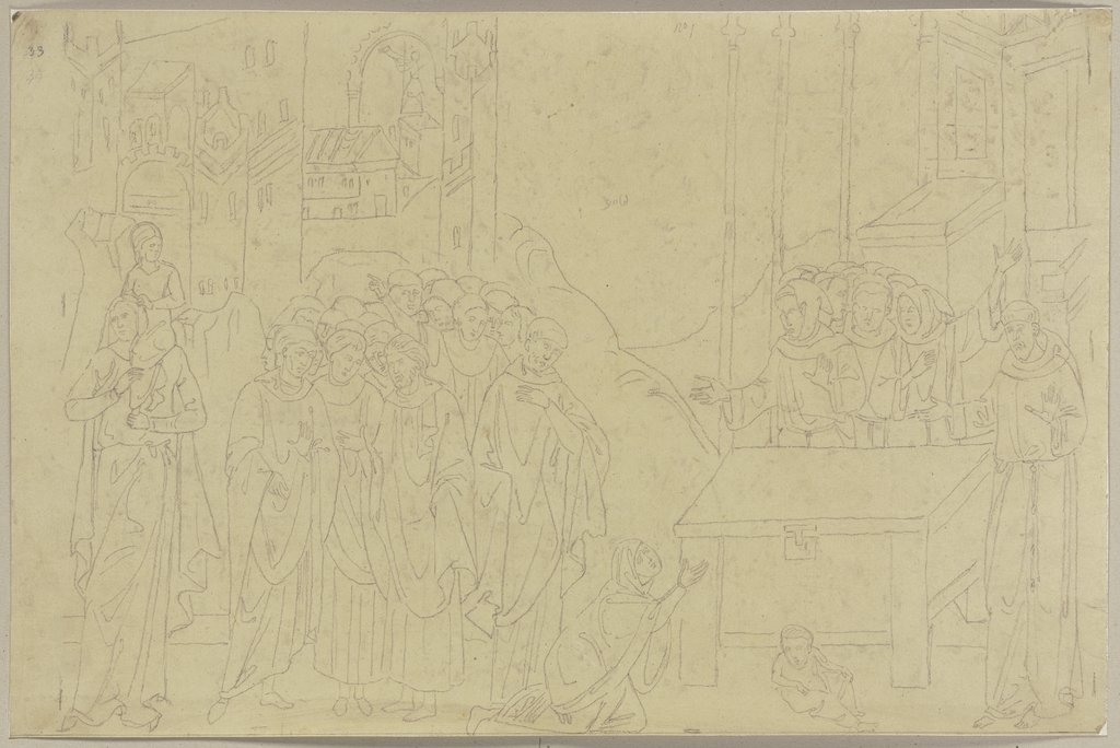Eines der Wunder nach dem Tode des Heiligen Franz von Assisi, Johann Anton Ramboux, nach Cimabue