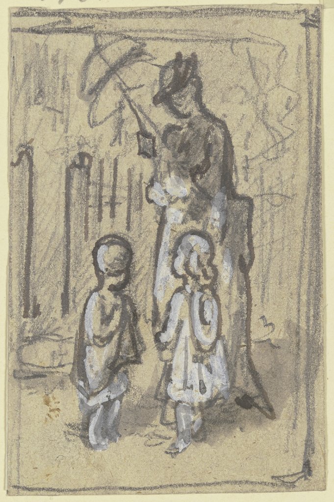 Figurenskizze: Dame und zwei Kinder, Philipp Rumpf