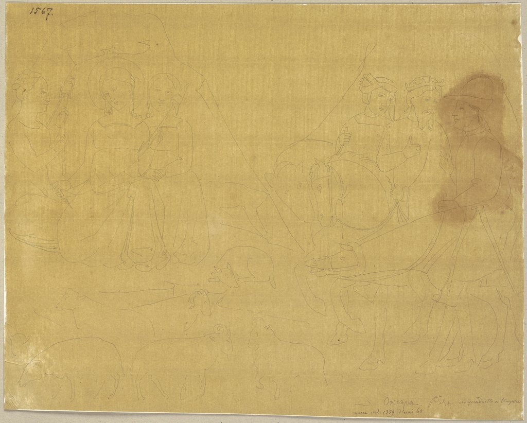 Temperabild (?) des Andrea di Cione in der Akademie zu Pisa, Johann Anton Ramboux, nach Andrea di Cione