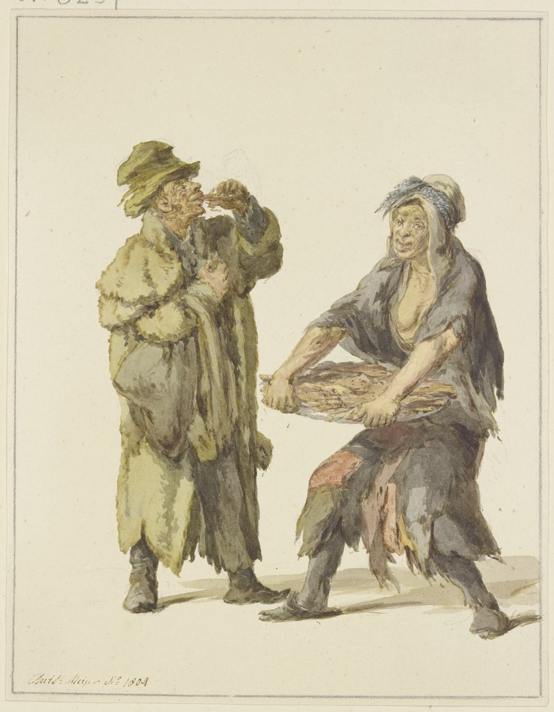 Bettler kauft bei einem zerlumpten Fischweib einen Fisch, C. H. Meyer