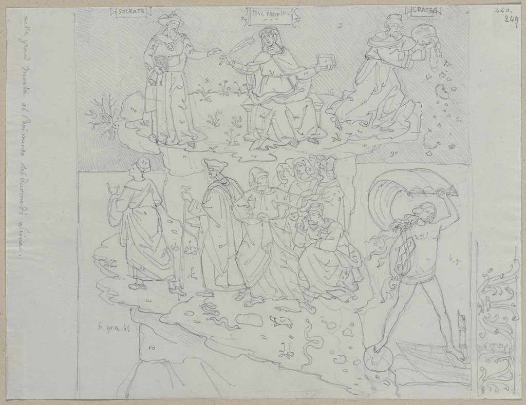 Die Allegorie des Hügels der Weisheit im Bodenmosaik im Dom zu Siena, Johann Anton Ramboux, nach Pintoricchio