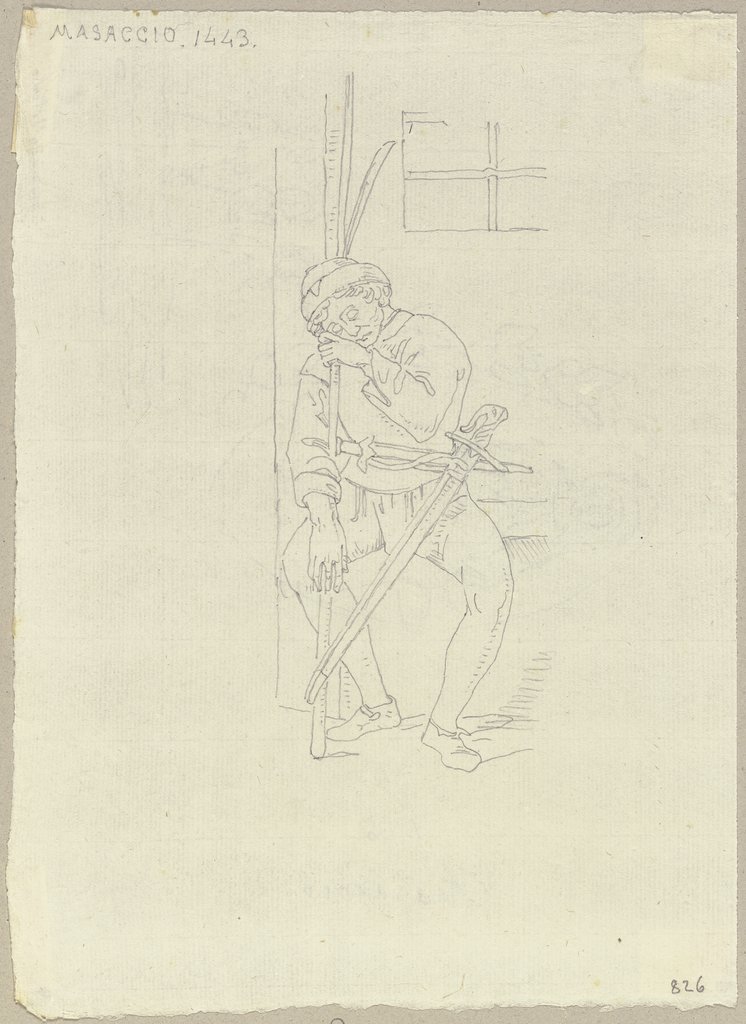 Ein Wächter am Gefängnis Petri aus dem Fresko in Santa Maria del Carmine zu Florenz, Johann Anton Ramboux, nach Masaccio