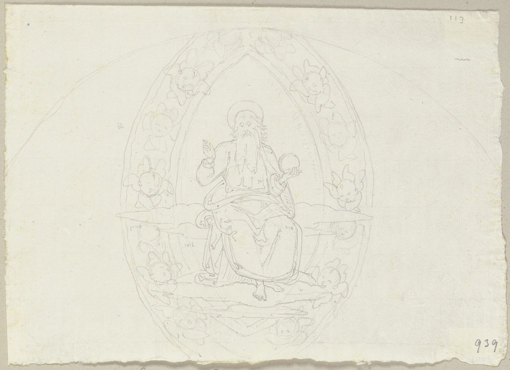 Gottvater mit Engeln, an der Decke der Cappella delle Rose der Santa Maria degli Angeli, Johann Anton Ramboux, nach Pietro Perugino
