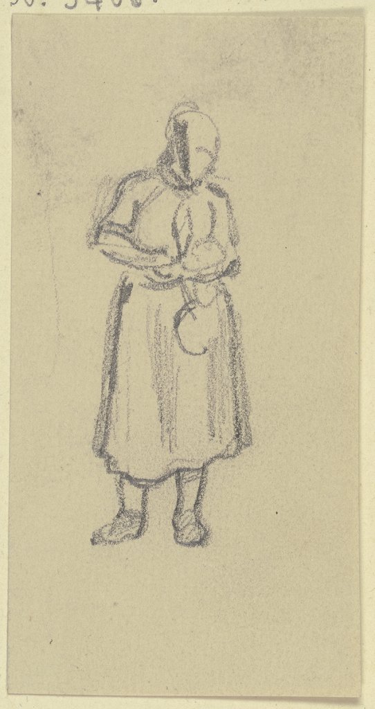 Bäuerin, eine Sichel in der Hand haltend, etwas nach rechts gewendet, Jakob Fürchtegott Dielmann