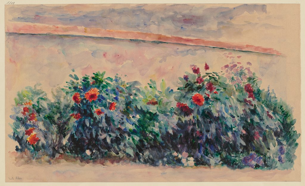 Blumen vor einer Mauer, Erich Nelson
