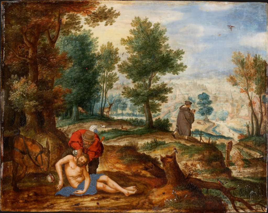 Landschaft mit dem barmherzigen Samariter, Pieter Stevens;  Umkreis
