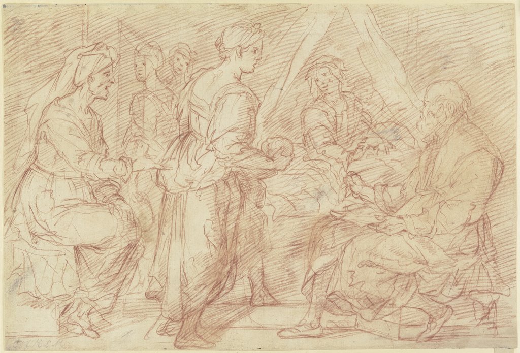 Die Geburt Johannes' des Täufers aus dem Wandfresko im Chiostro dello Scalzo, Florenz, Andrea del Sarto;   ?