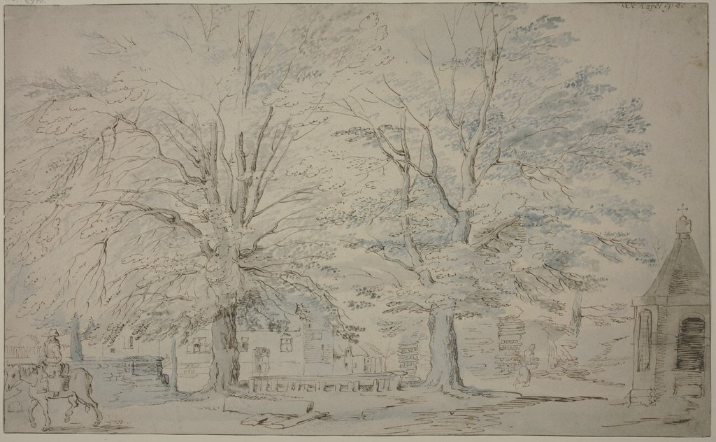 Landschaft mit großen Bäumen, einem Haus und einer Kapelle, Jan Brueghel d. Ä.;   ?
