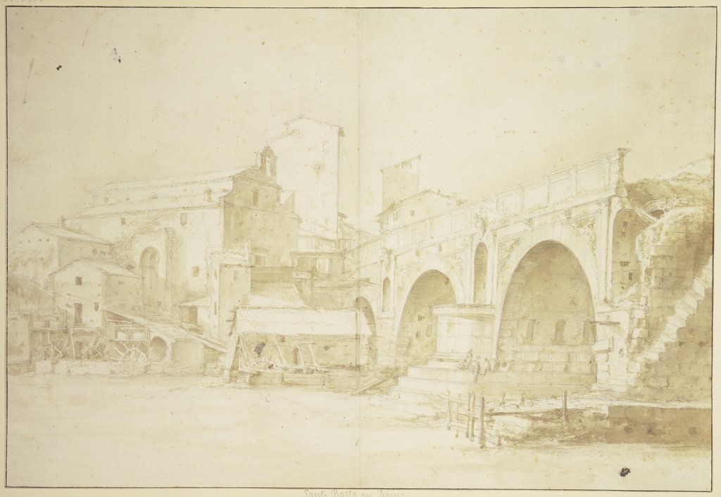 Blick auf den Ponte Rotto, die Reste des antiken Pons Aemilius, in Rom, Jan Both;   ?