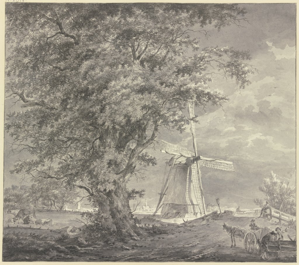 Windmühle bei einem Eichbaum, Hermanus van Brussel