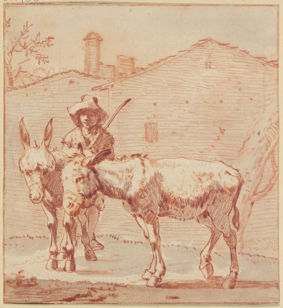 Zwei Esel und ihr Treiber, Paulus Constantijn la Fargue, nach Karel Dujardin