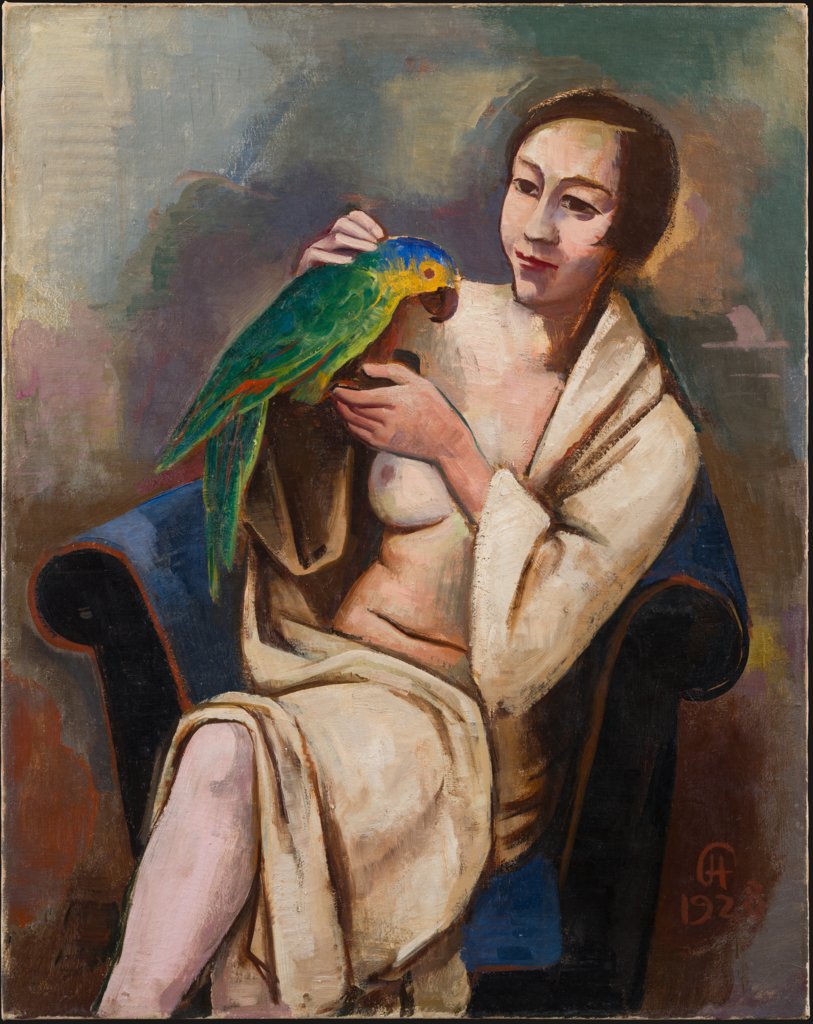 Mädchen mit Papagei, Karl Hofer