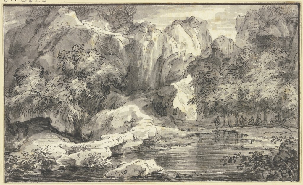 Große Felspartie an einem See, Abraham Genoels d. J.
