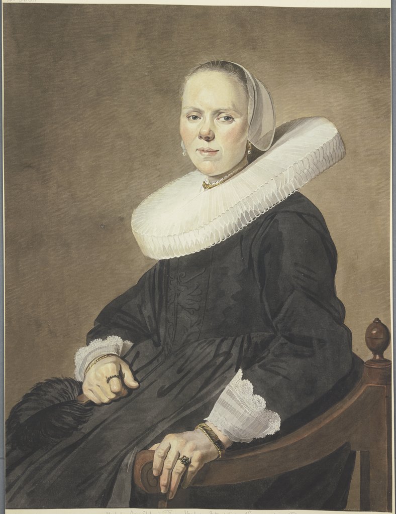 Bildnis einer Frau im Sessel, Johannes Pieter de Frey;   zugeschrieben, nach Johannes Verspronck;   zugeschrieben