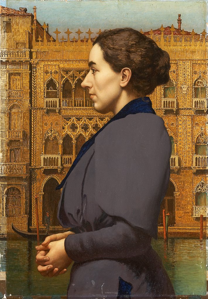 Bildnis Anna Cossmann vor der Ca' d'Oro in Venedig, Karl von Pidoll