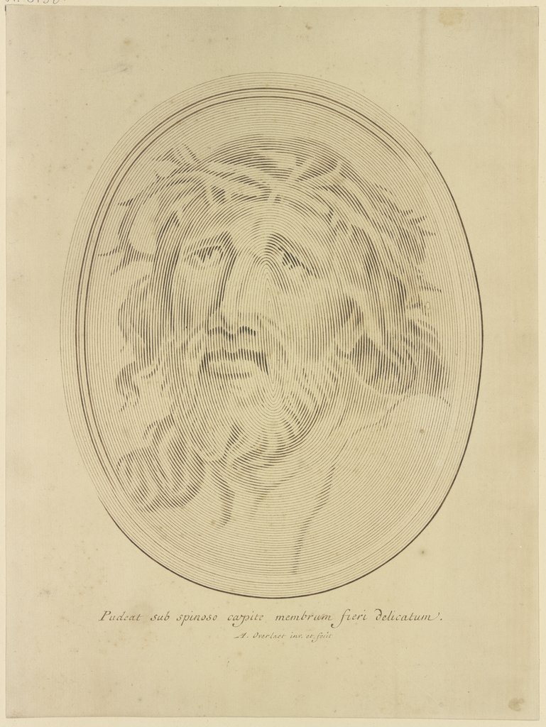 Christuskopf mit Dornenkrone in der Art von Claude Mellans' Formatur unicus una, Antoon Overlaet
