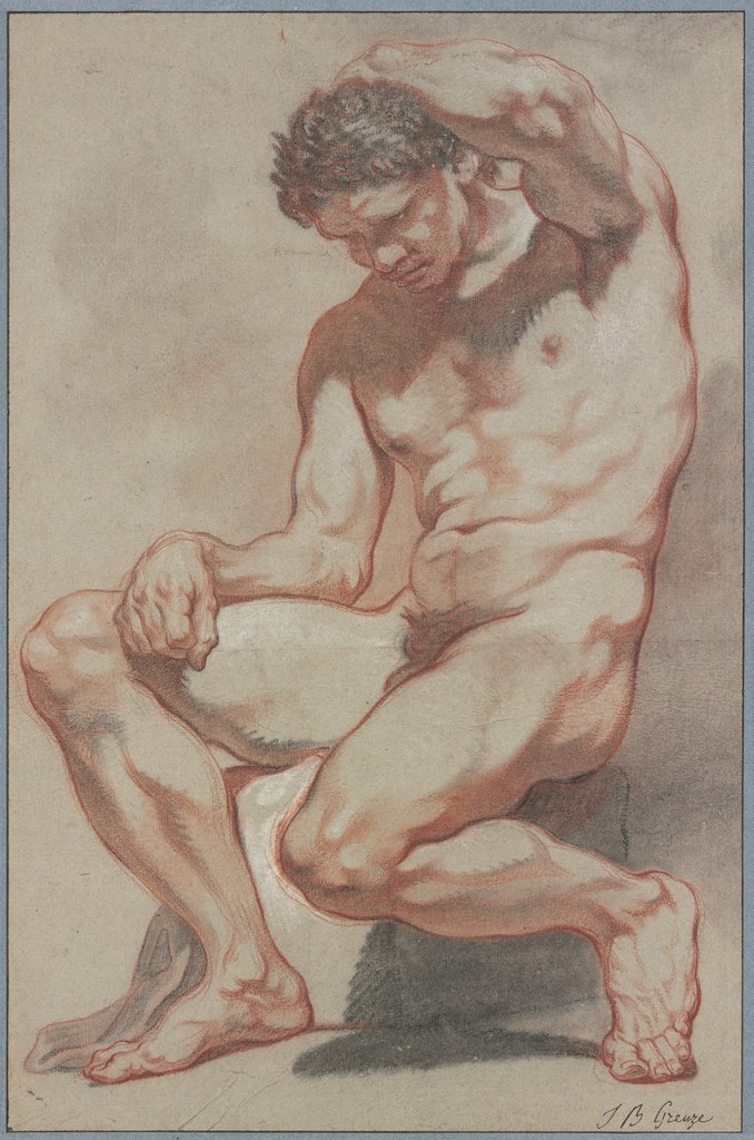 Sitzender männlicher Akt, Jean-Baptiste Greuze