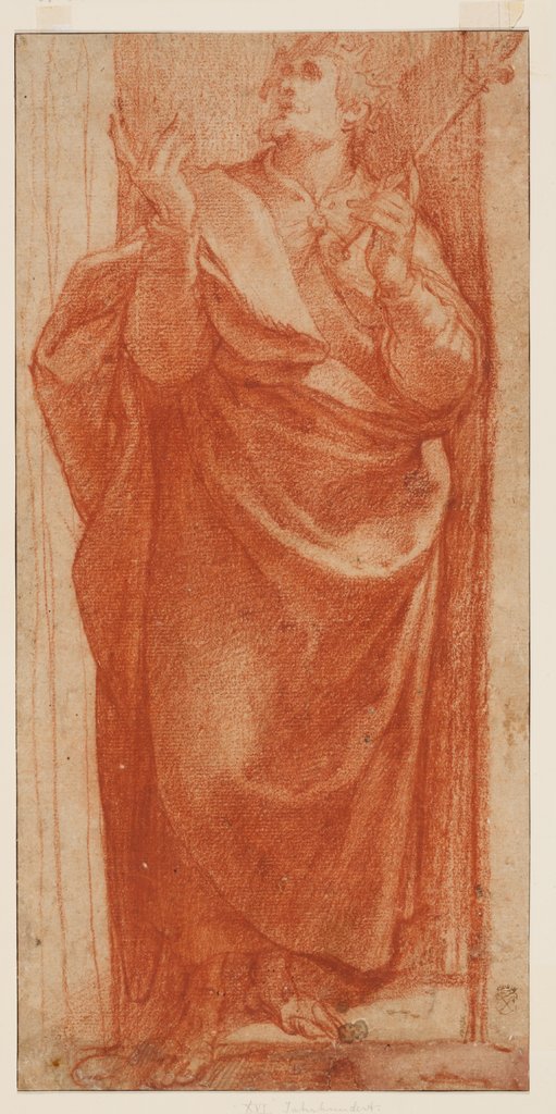 Stehender aufblickender König mit Lilienzepter, Girolamo Muziano