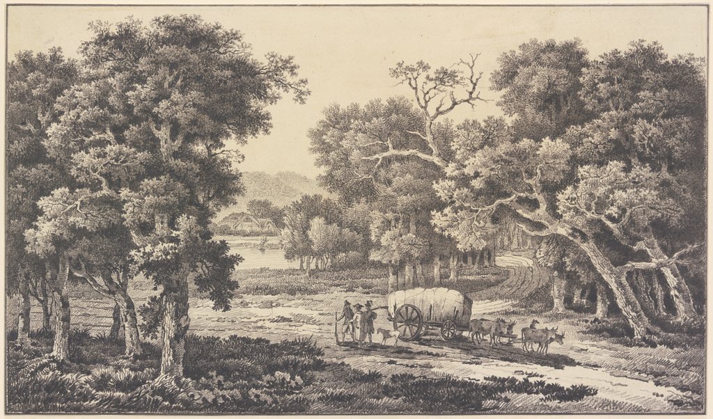 Waldlandschaft mit einem Güterwagen, Nicolas Joseph Vergnaux