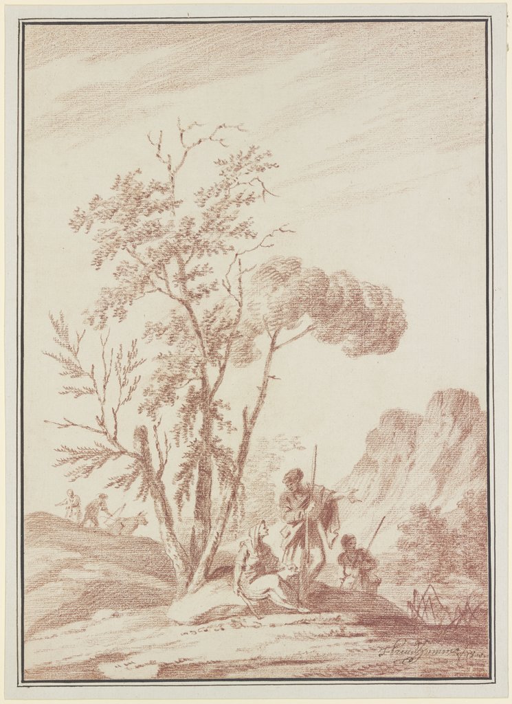 Drei Figuren unter einer Baumgrupppe, Jérôme Preudhomme