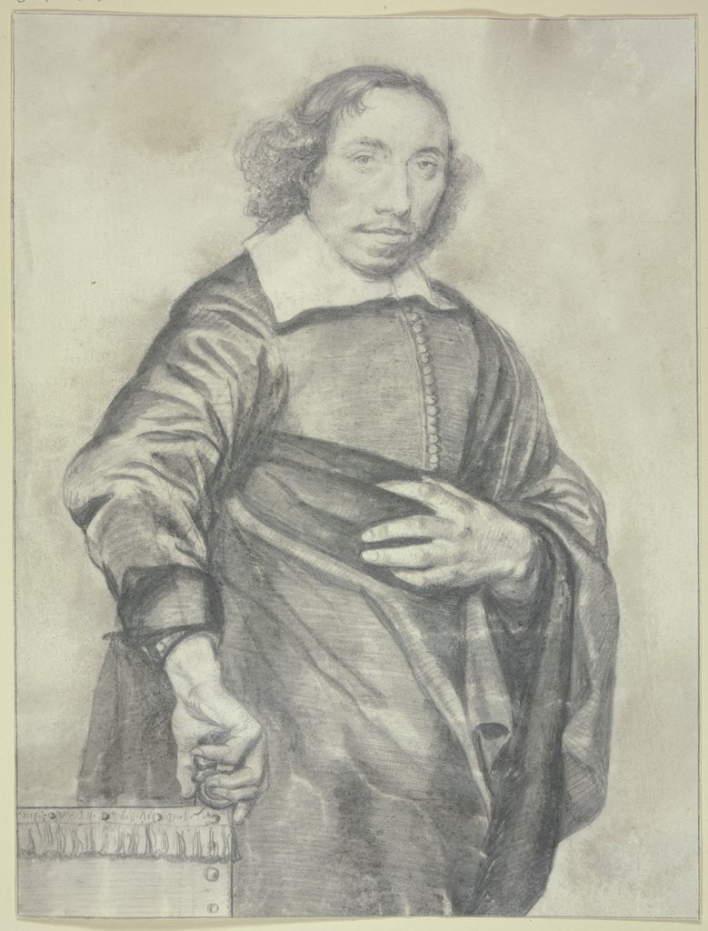 Stehender Mann auf einen Stuhl gestützt, Cornelis Visscher