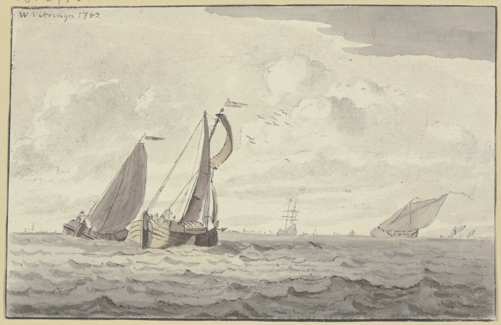 Segelboote auf leicht bewegter See, Wigerus Vitringa