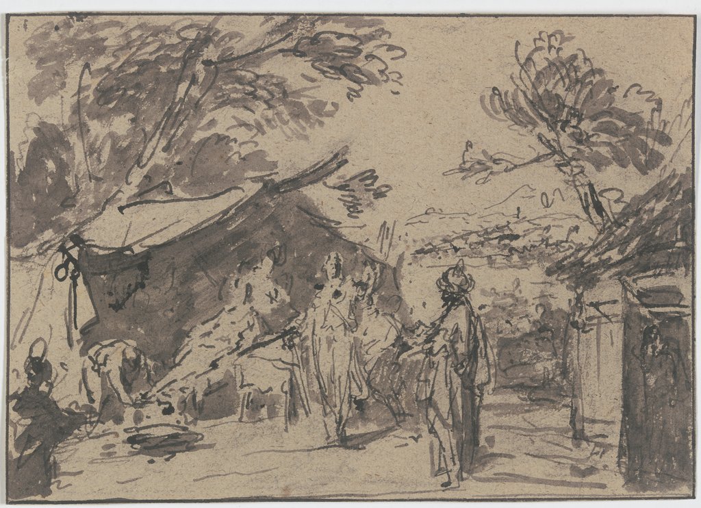 Abraham bewirtet die drei Engel vor seinem Haus, Jacob de Wit
