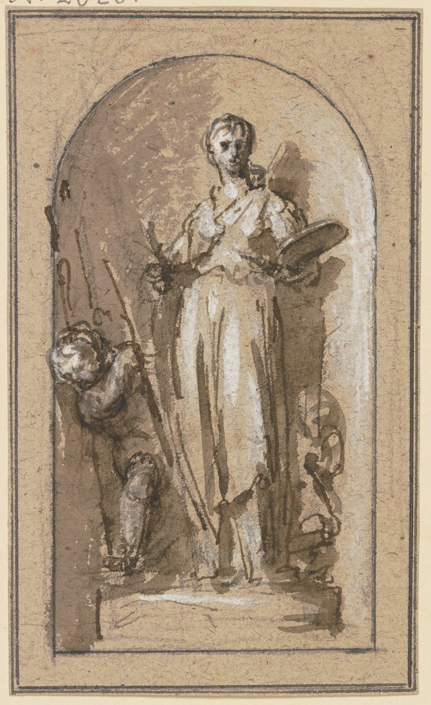 Die Malerei mit zwei Genien in einer Nische, Jacob de Wit