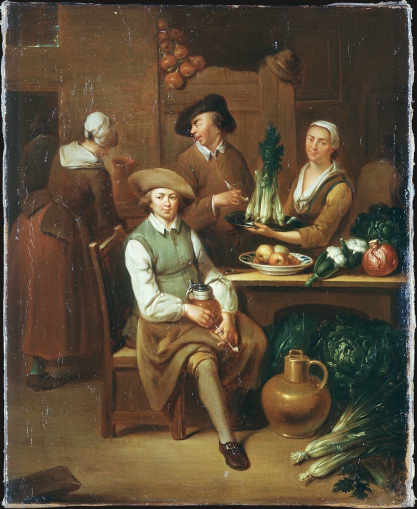 Kücheninterieur, Mann mit Bierhumpen und Pfeife, Johann Gerlach Lambert;   ?