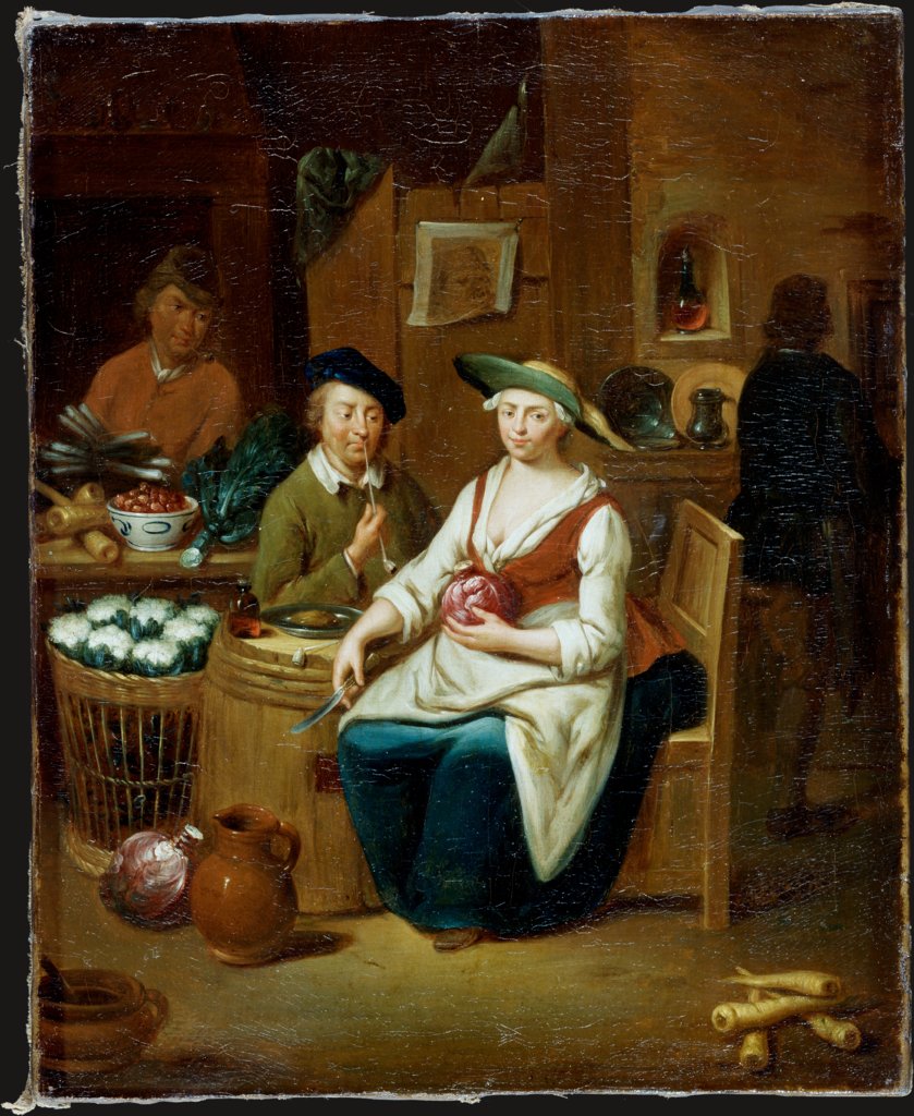Kücheninterieur, Frau mit Kohl, Johann Gerlach Lambert;   ?