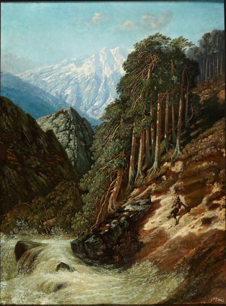 Alpine Landschaft mit Wildbach, Gustave Doré