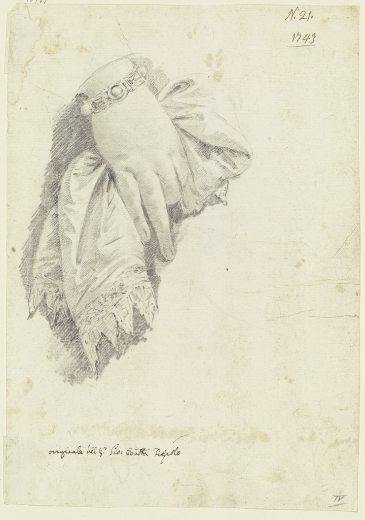 Weibliche Hand mit Tuch, Giovanni Battista Tiepolo;  Schule ?