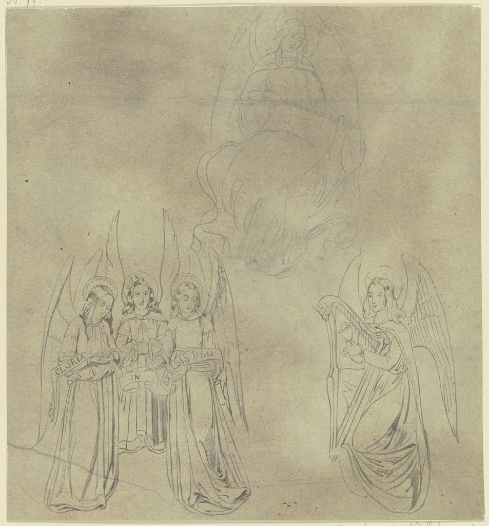 Fünf Engel, zumeist singend und musizierend, Heinrich von Hess