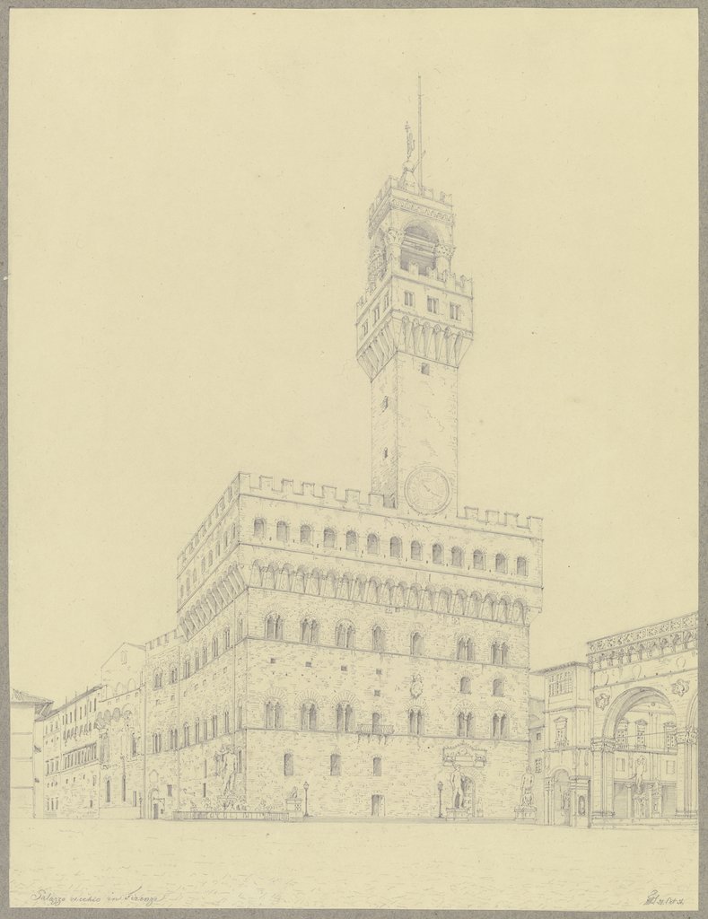 Die Piazza della Signoria mit dem Palazzo Vecchio in Florenz, Friedrich Wilhelm Ludwig