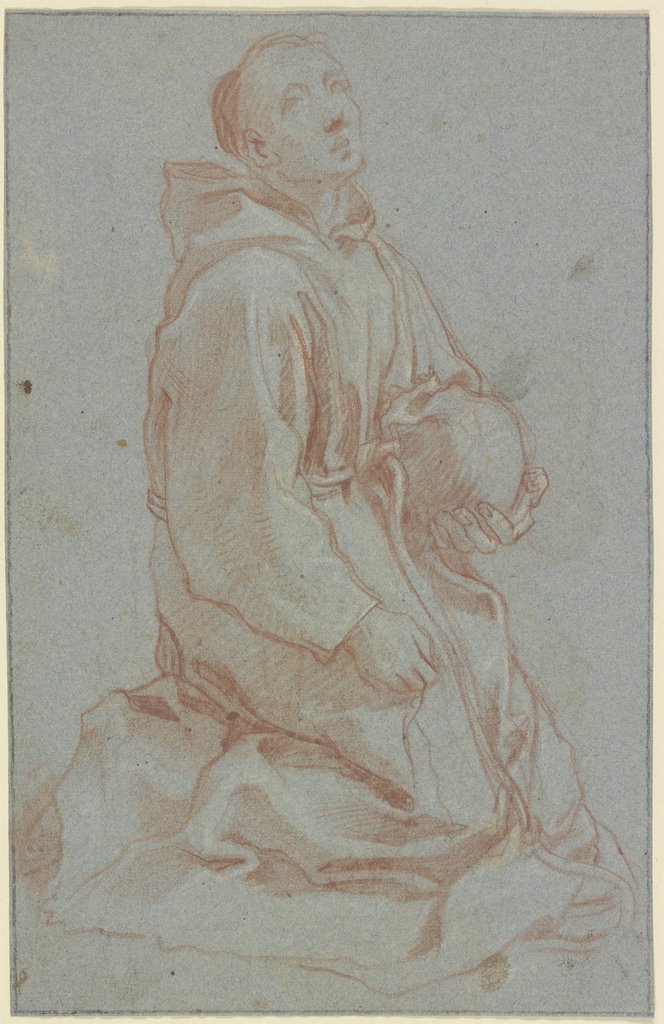 Kniender Mönch, von einem Totenschädel in seiner Linken aufblickend, Francesco Vanni