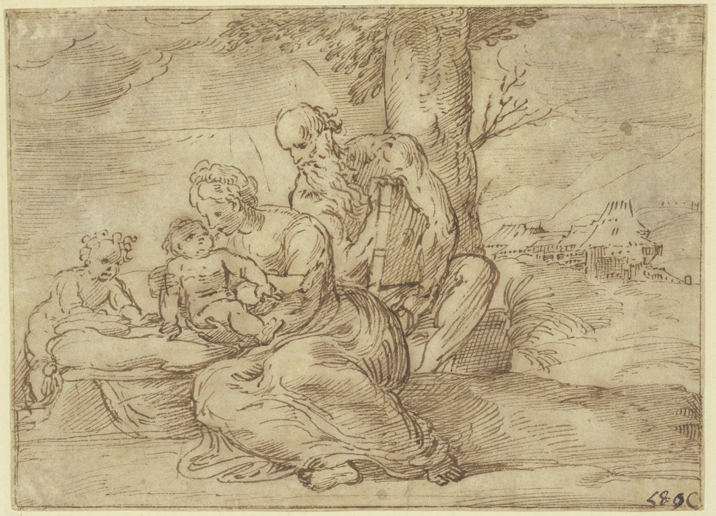 Die Heilige Familie mit dem Johannesknaben unter einem Baum, Tizian;   ?
