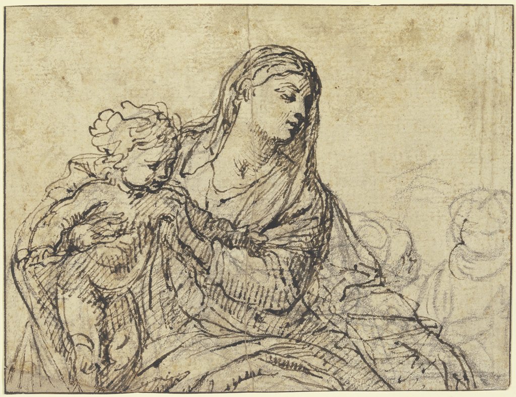 Sitzende Madonna mit Kind, Halbfigur nach rechts, Tizian;   ?