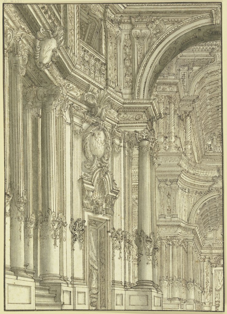 Säulenhalle, links ein Portal, Giacomo Antonio Mannini
